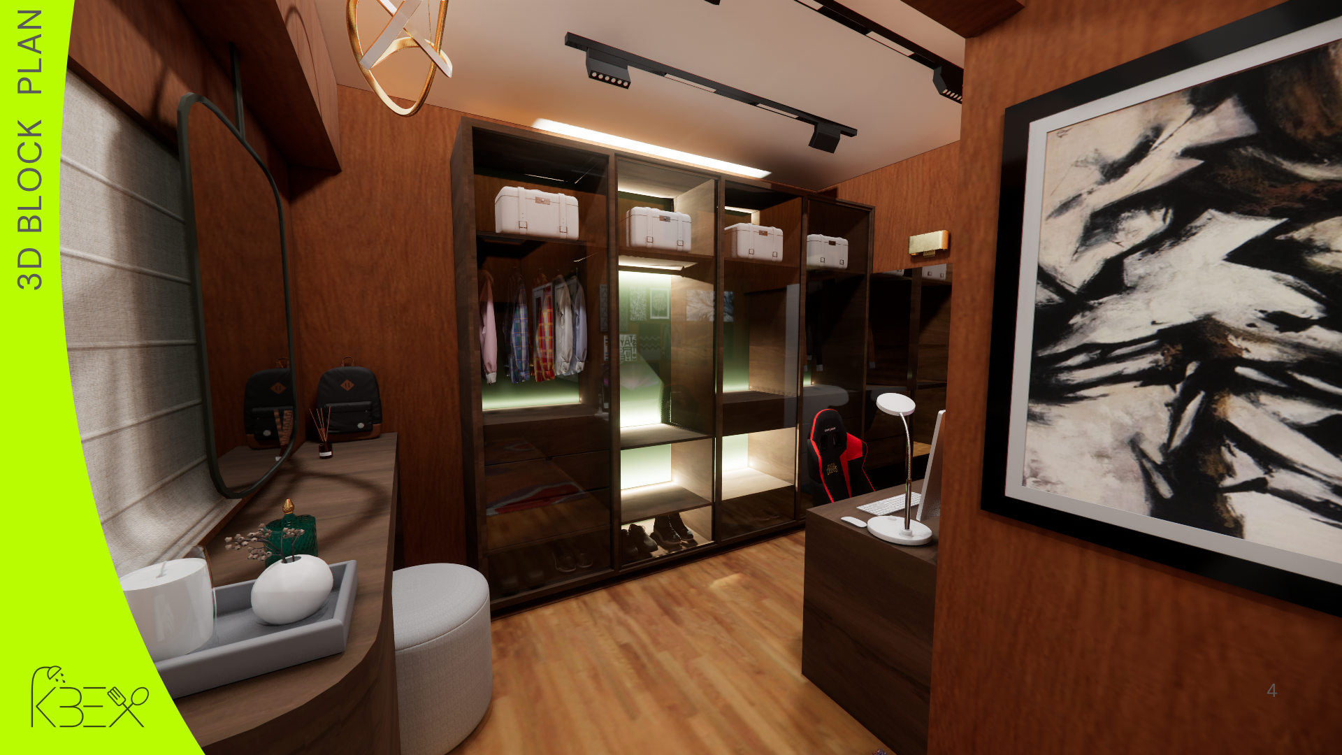 Wardrobe corner with gaming desk