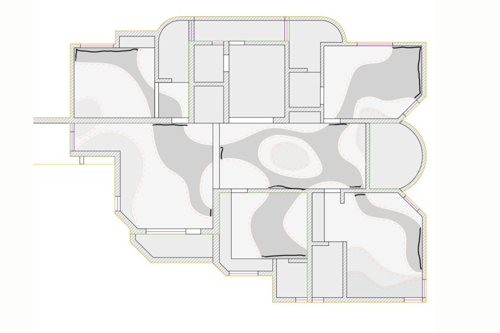 4BHK fluid residence floor plan interior design Ahmedabad KBEX
