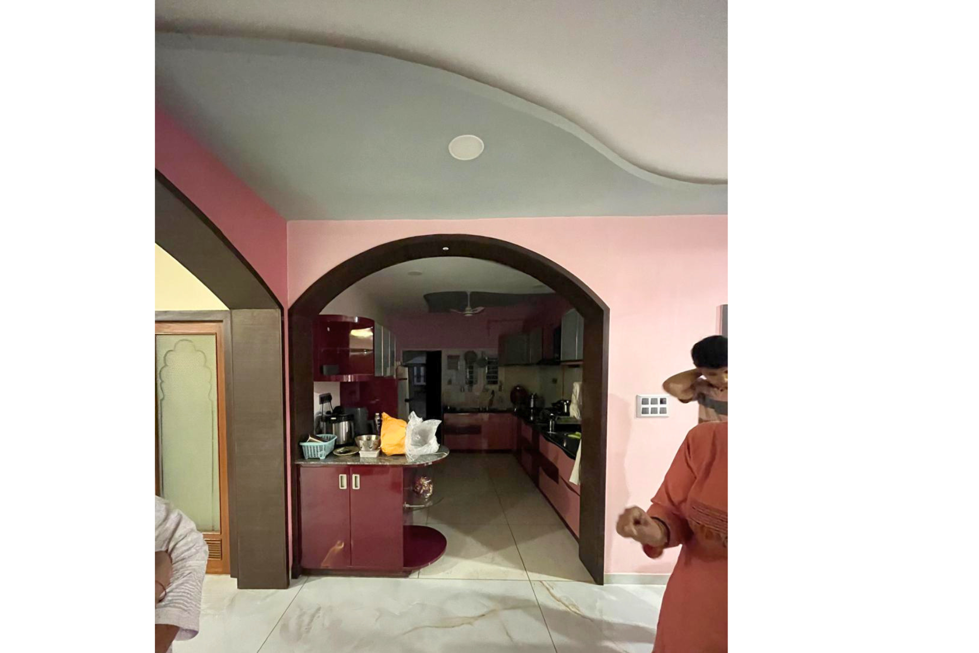 Arched transition space corridor interior design 4BHK KBEX