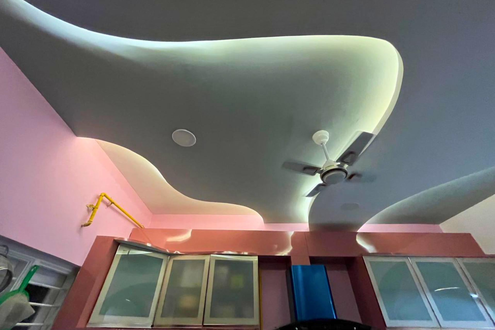 Sculpted ceiling kitchen design luxury 4BHK Ahmedabad KBEX