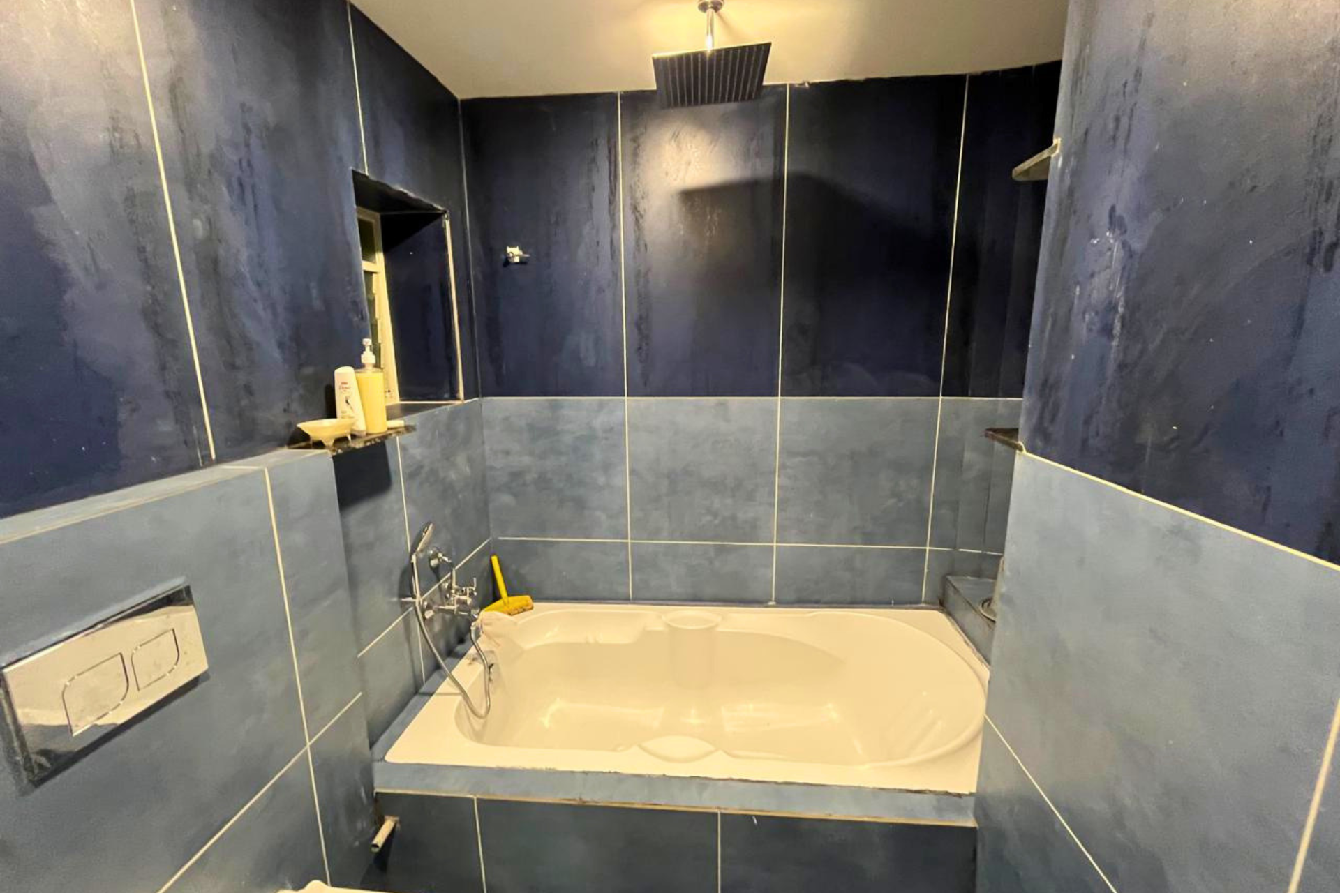 Deep blue bathroom design luxury 4BHK Ahmedabad KBEX interior