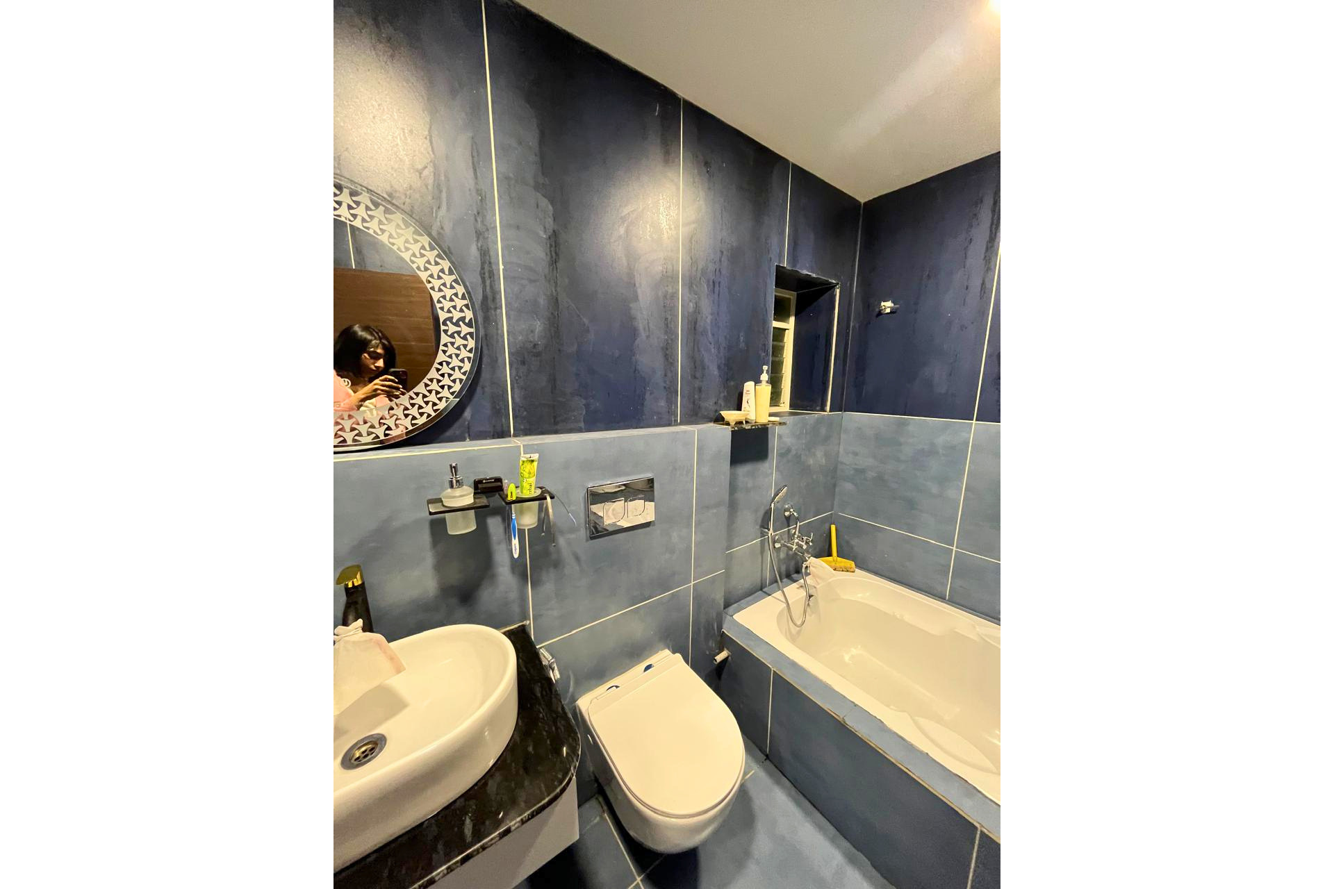 Minimal bath vanity design interior 4BHK Ahmedabad KBEX