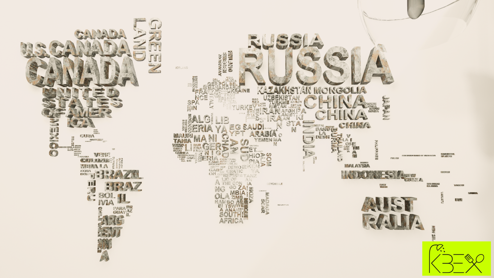 World map feature wall travel office Motera KBEX