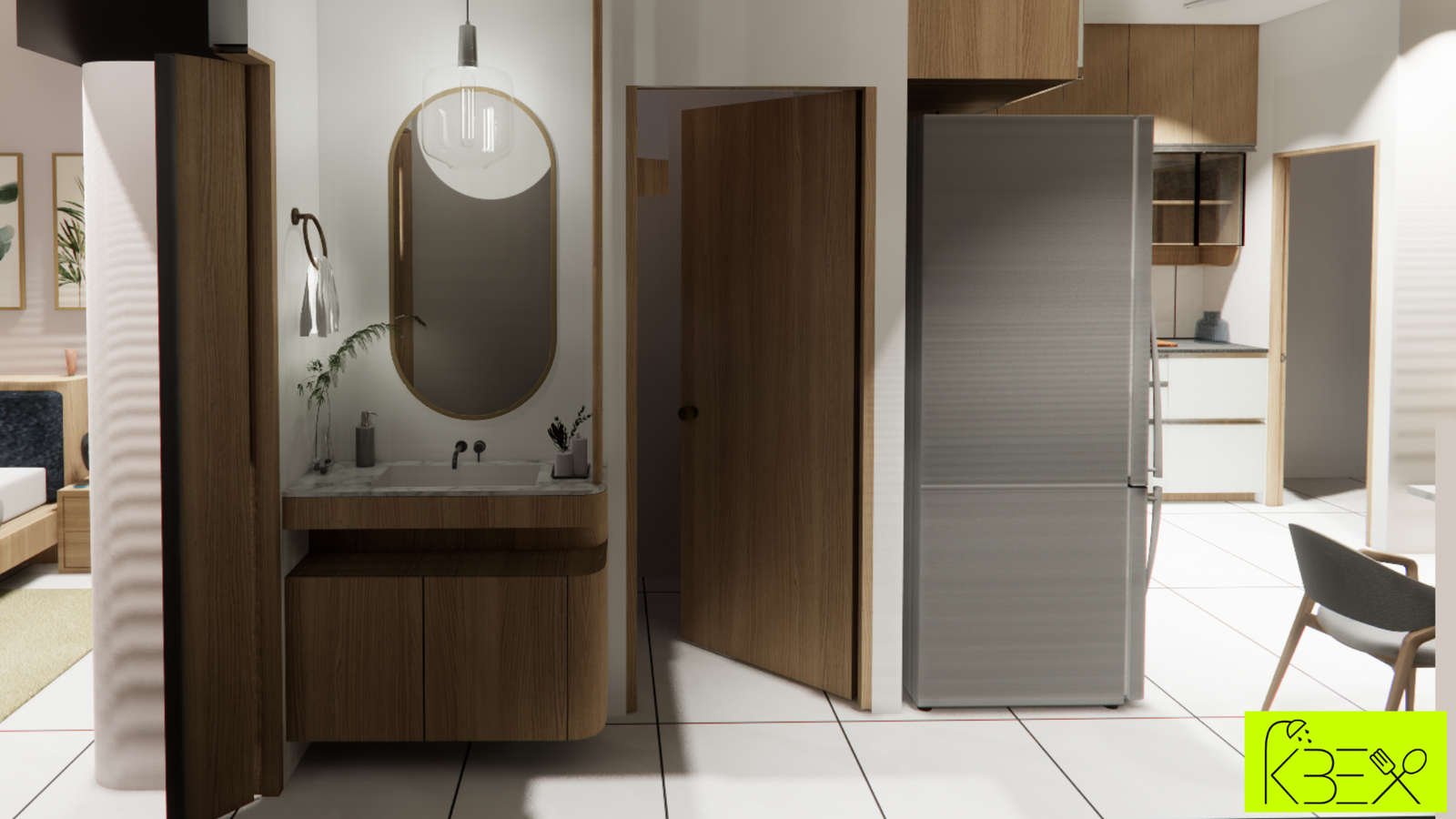 Wash design wood accents 3BHK Shilaj KBEX